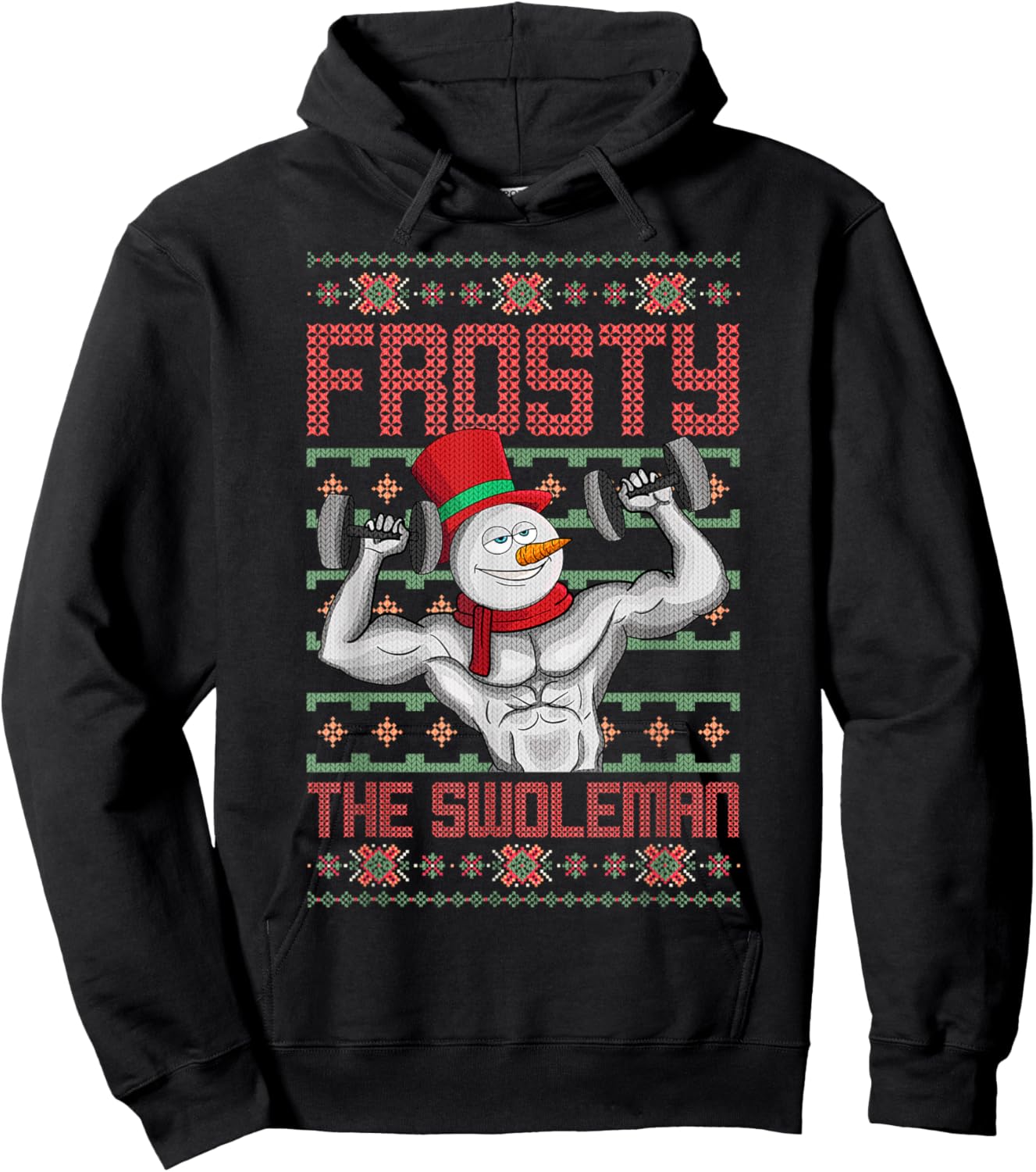 Frosty The Swoleman Snowman Workout Funny Christmas Gym Hoodie - Hoodie | Black