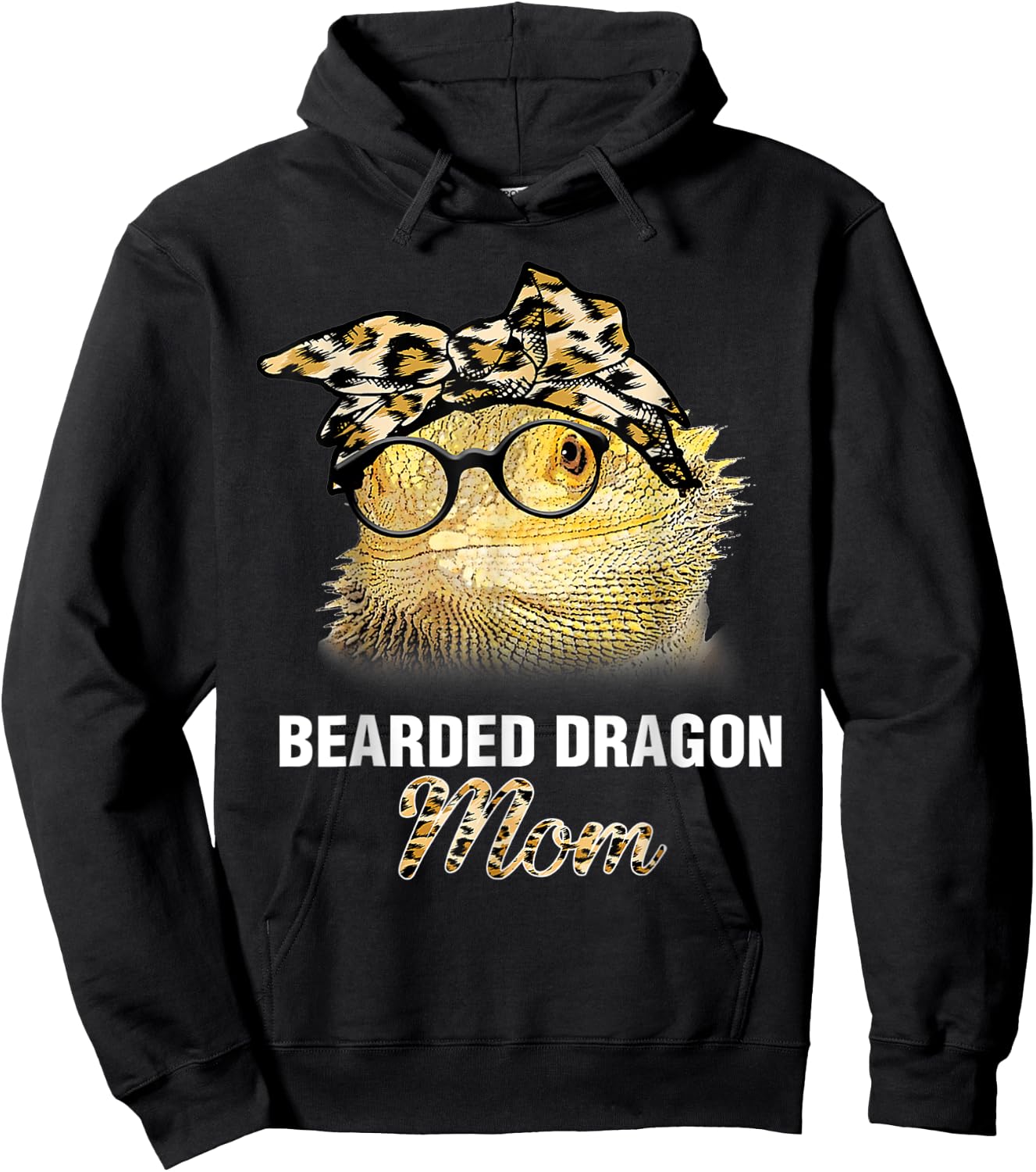 Mother's day Leopard Plaid Gift Bearded Dragon Mom Hoodie - Hoodie | Black