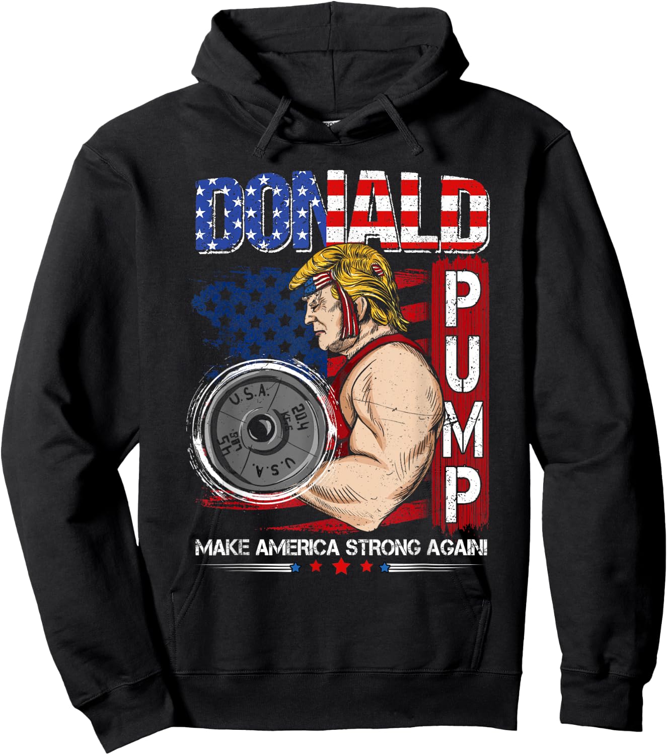 Donald Pump Make America Strong Again Hoodie - Hoodie | Black