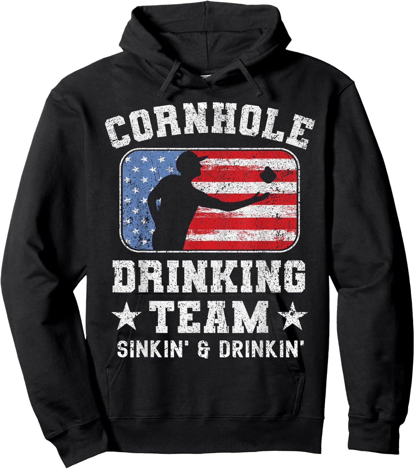 Patriotic Funny Cornhole Drinking Team Sinking and Drinking Hoodie - Hoodie | Black