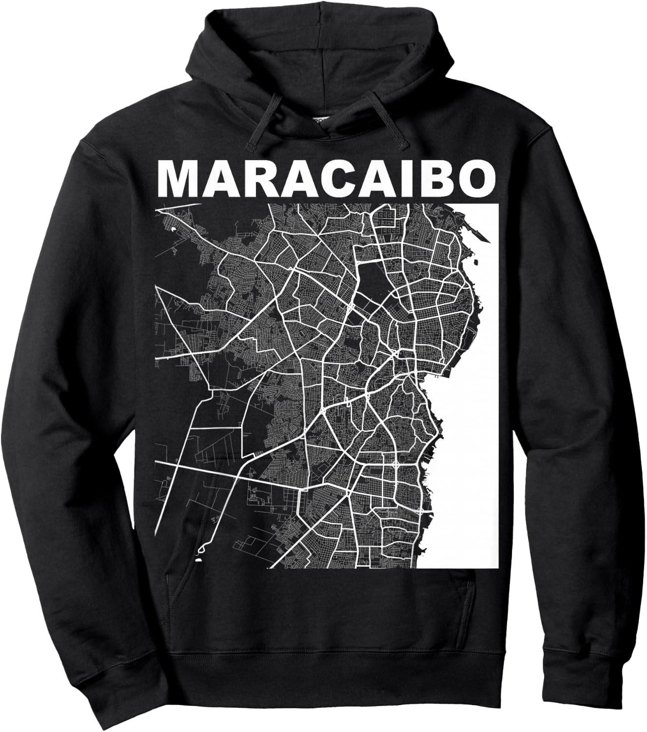 Venezuela Souvenir Maracaibo City Street Map Hoodie - Hoodie | Black