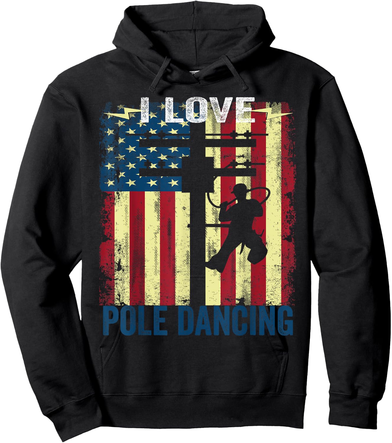 I Love Pole Dancing Funny Power Lineman Hoodie - Hoodie | Black