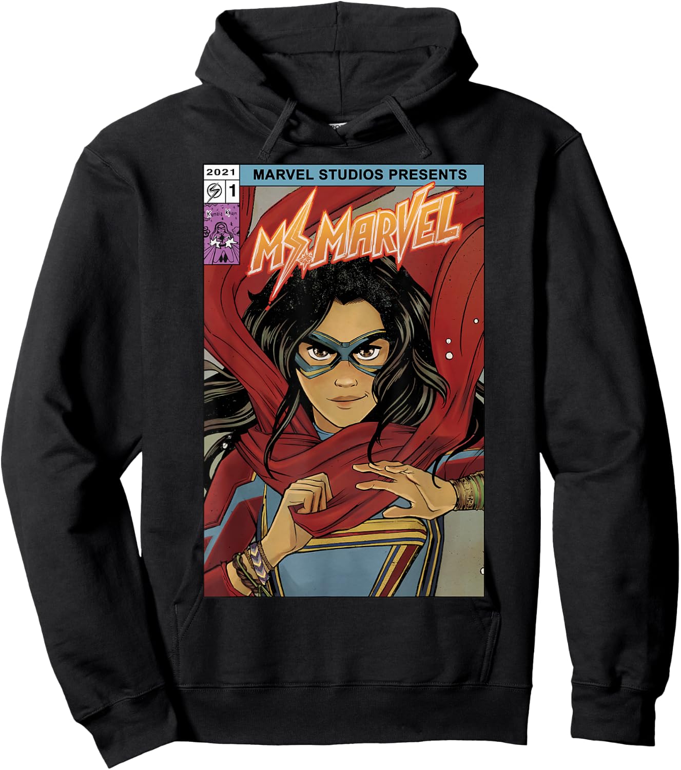 Marvel Ms. Marvel Kamala Khan Comic Cover Hoodie - Hoodie | Black