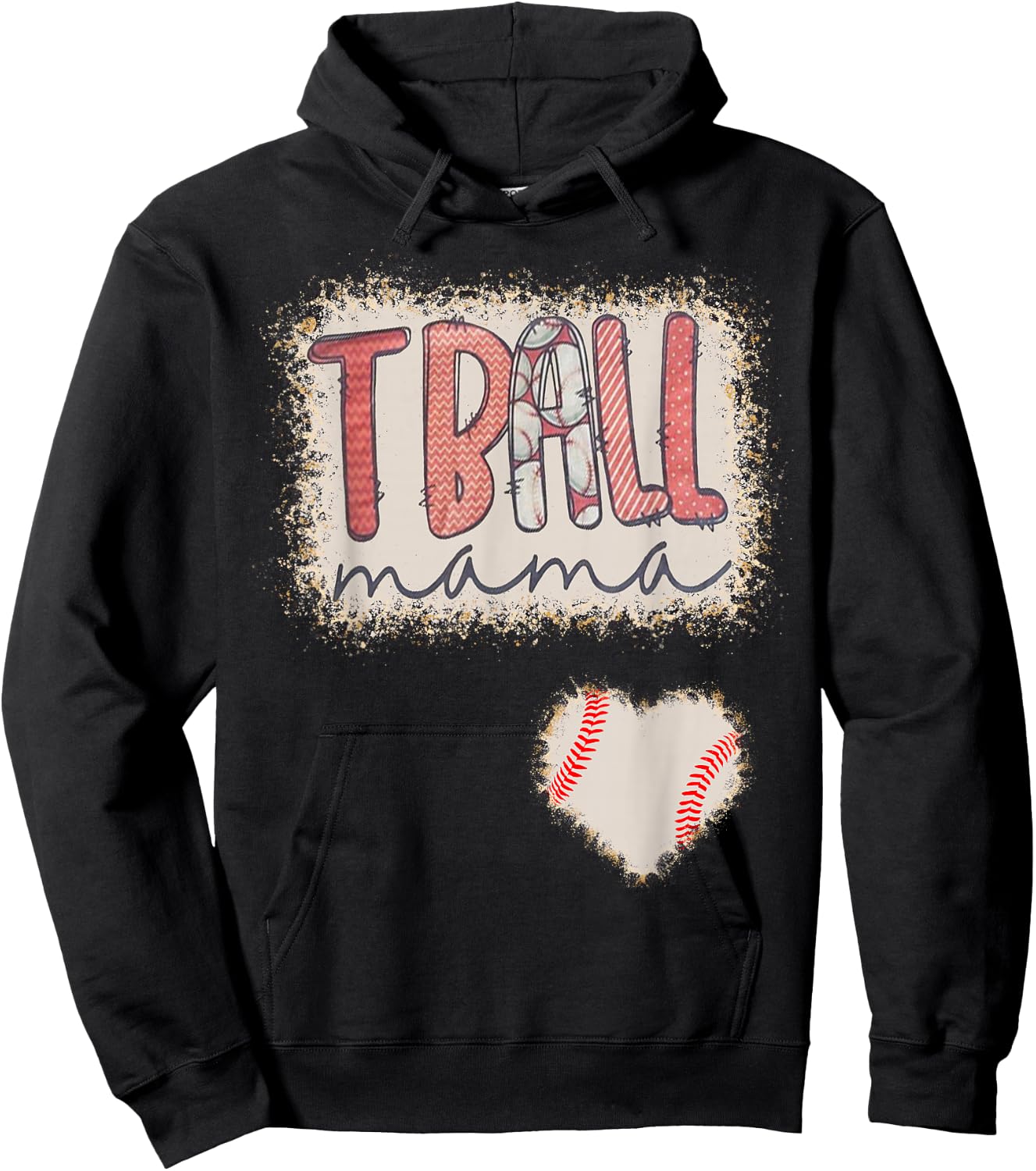 Tball Mama Leopard Bleached Tball Heart Women Hoodie - Hoodie | Black
