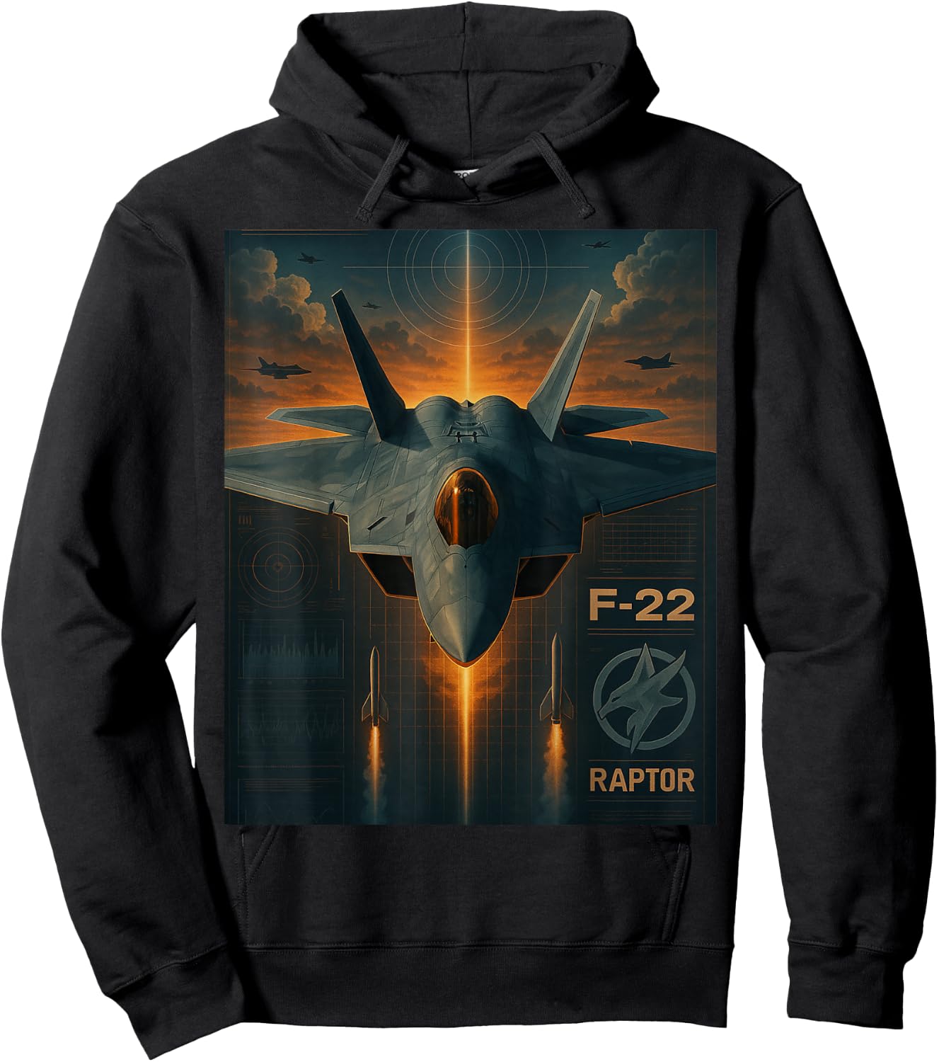 F-22 Raptor Stealth Fighter Jet Graphic Hoodie - Hoodie | Black