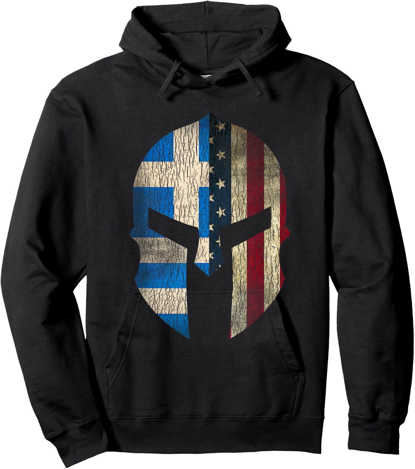 Greek American Pride - Greece Spartan Helmet Hoodie - Hoodie | Black