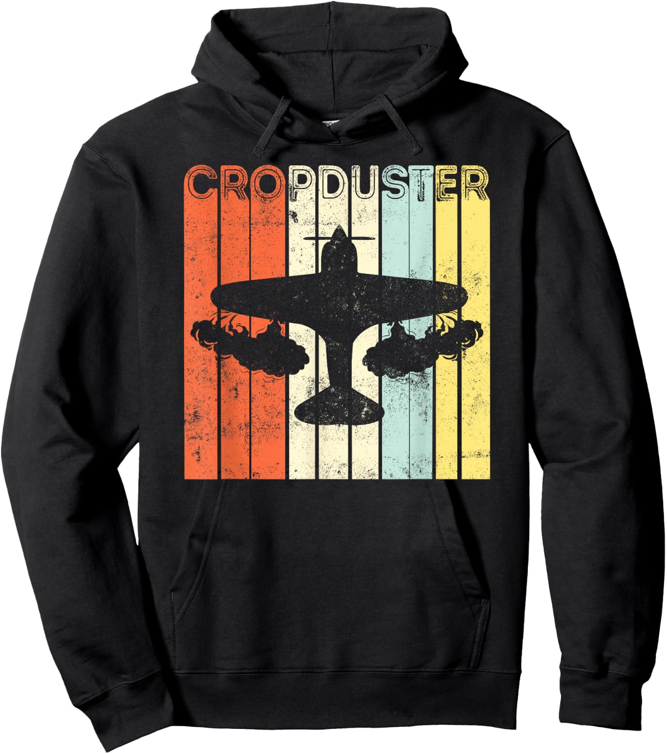 Crop Duster Retro Vintage Plane Hoodie - Hoodie | Black