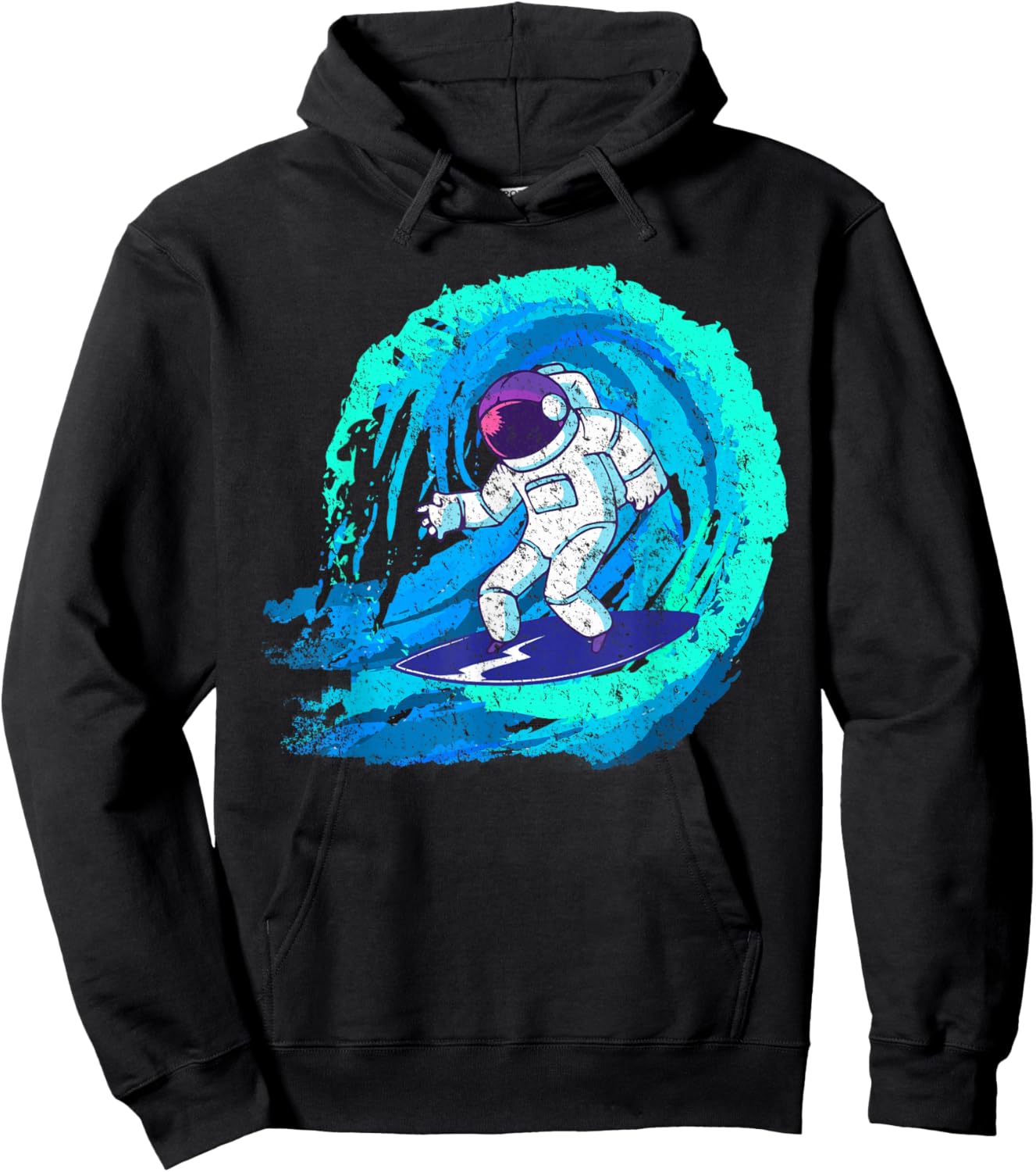 Funny space galaxy surfer astronaut surfing blue wave rider Hoodie - Hoodie | Black