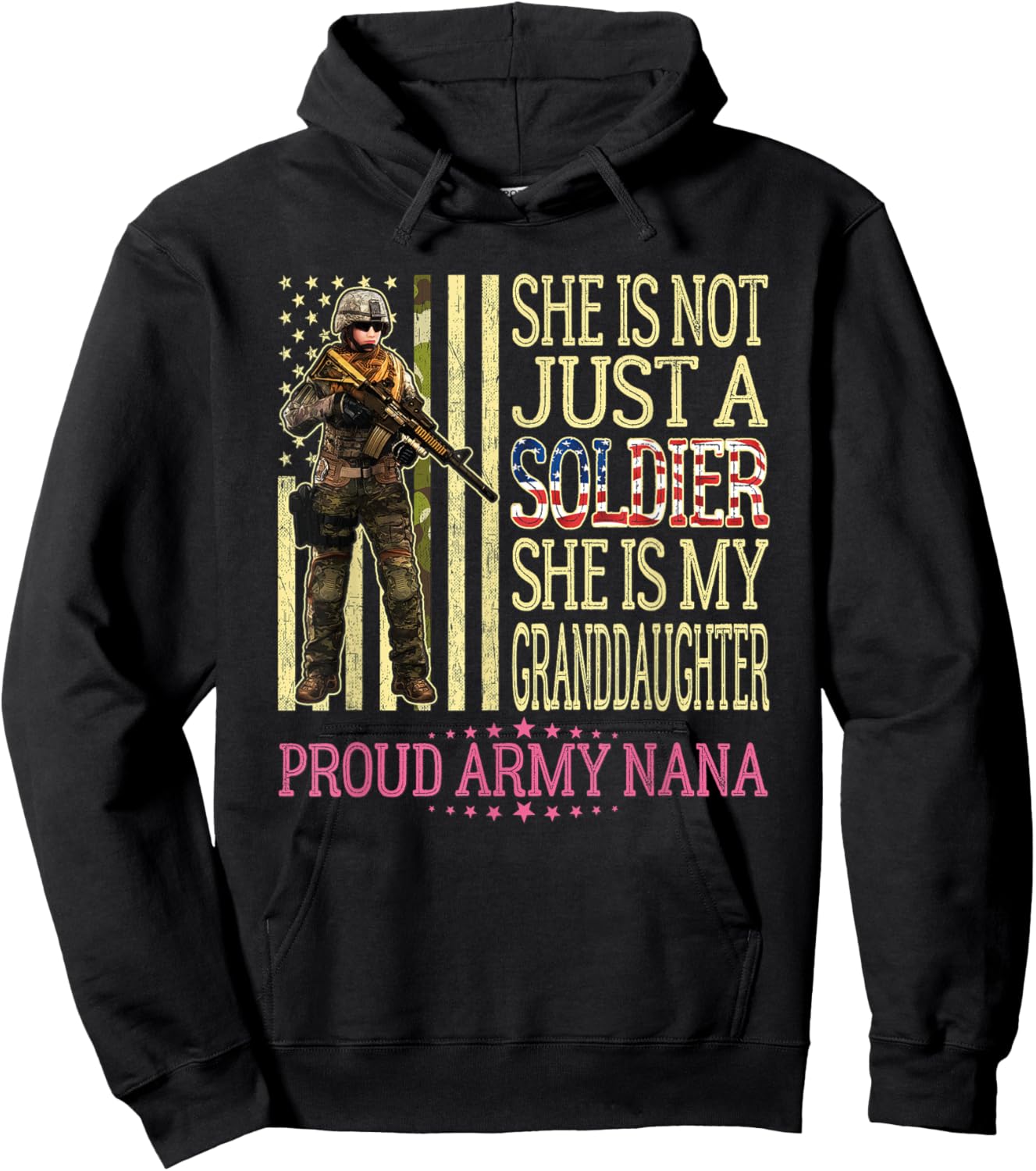 My Granddaughter Is A Soldier - Proud Army Nana Grandma Gift Hoodie - Hoodie | Black