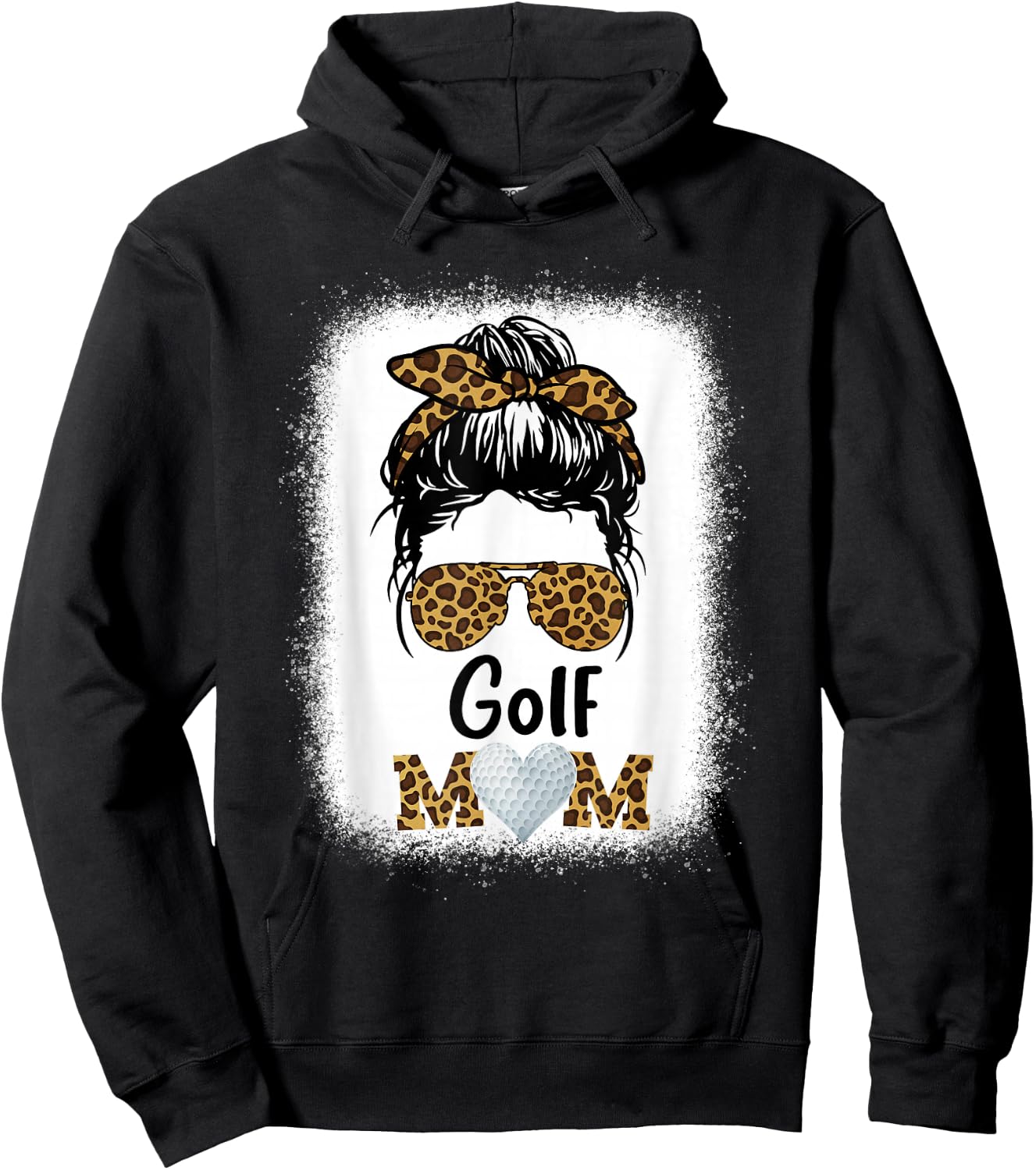 Golf Mom Bleached Leopard Cheetah Print Women Mama Funny Hoodie - Hoodie | Black