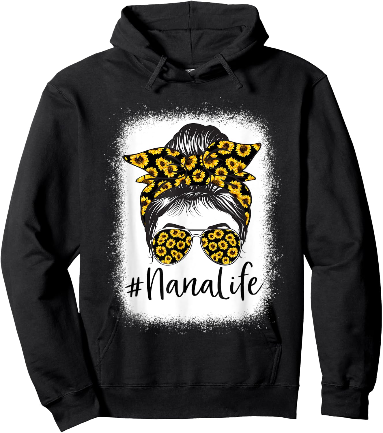 Bleached Sunflower Nana Life for Mother's Day Hoodie - Hoodie | Black