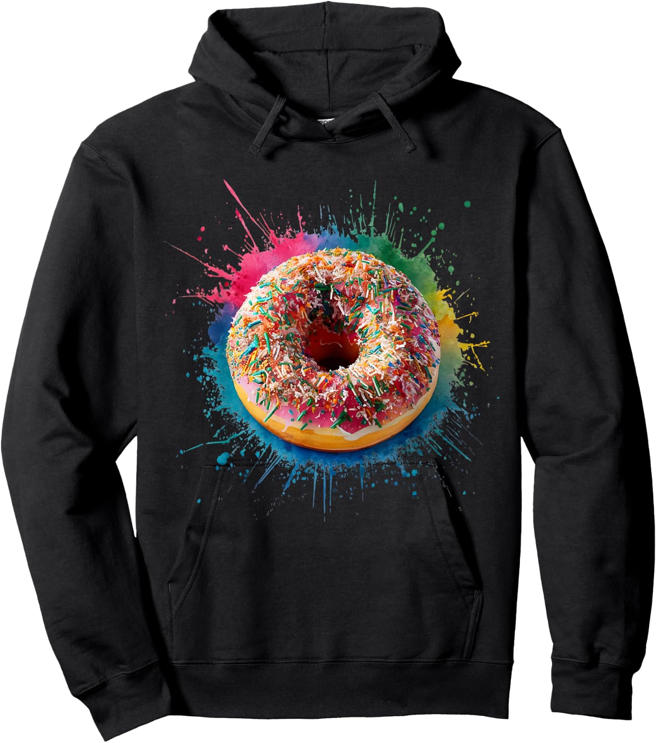 Baking Baker Men Woman Colorful Watercolor Donut Hoodie - Hoodie | Black