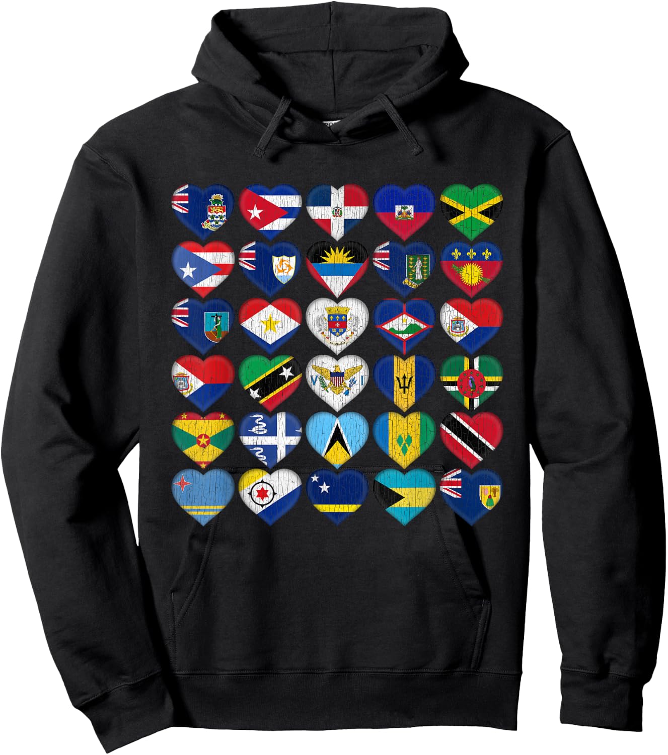 Caribbean Islands Tropical Weathered Flags Travel Souvenir Hoodie - Hoodie | Black