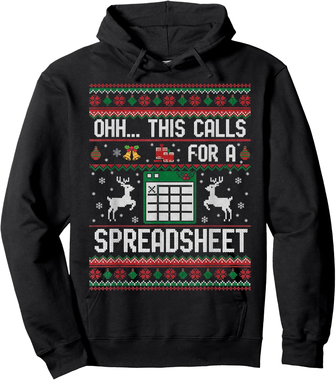 Oh This Calls for a Spreadsheet Office Christmas Sweater Hoodie - Hoodie | Black