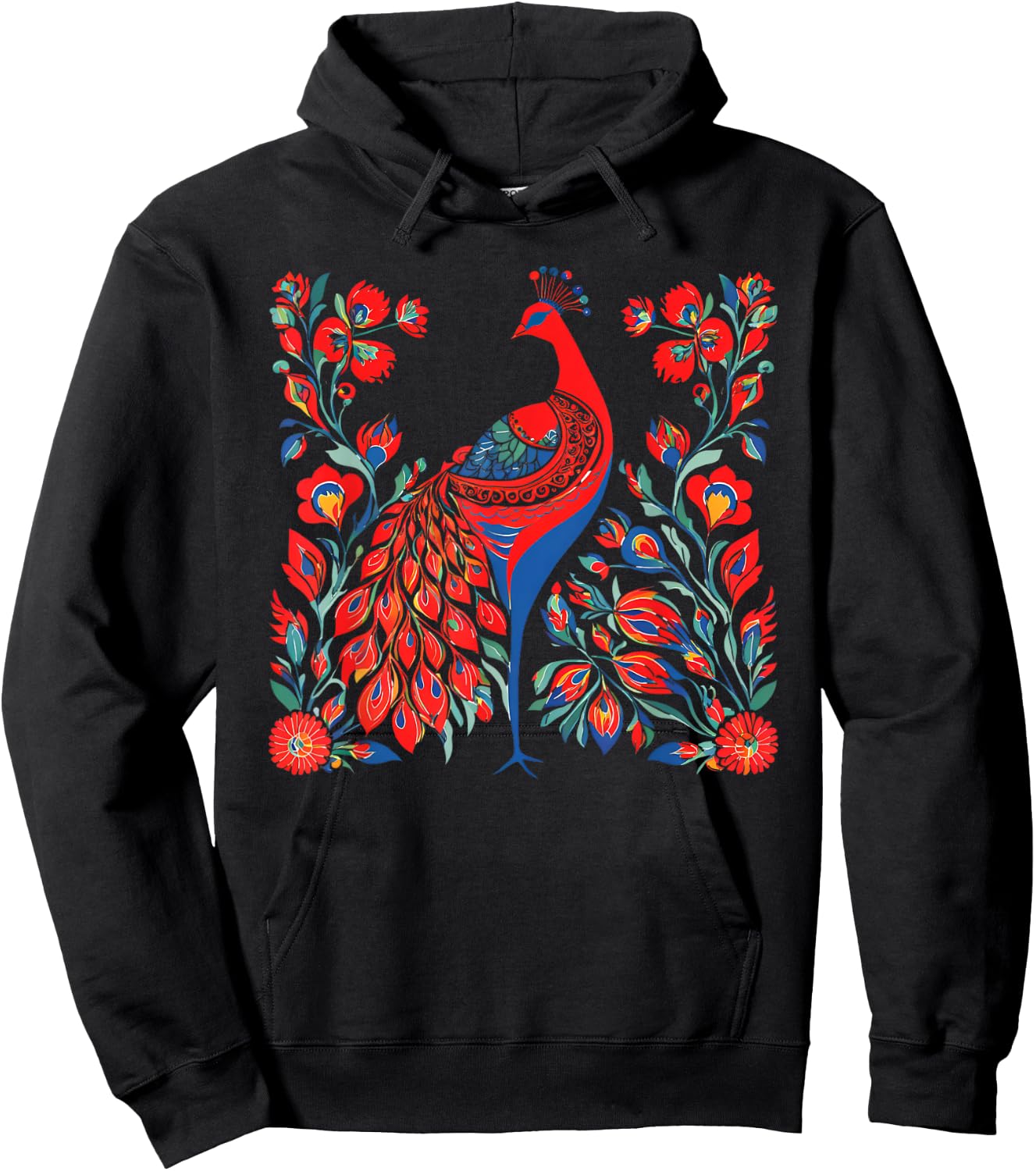 Firebird - Cute Floral Vintage Ukrainian Vyshyvanka Style Hoodie - Hoodie | Black
