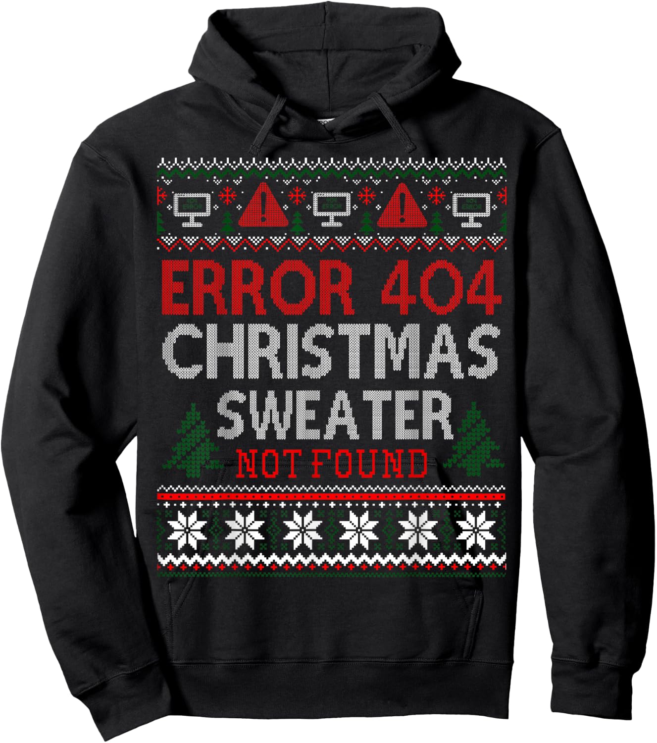 Ugly Sweater Not Found Error 404 Computer Funny Christmas Hoodie - Hoodie | Black
