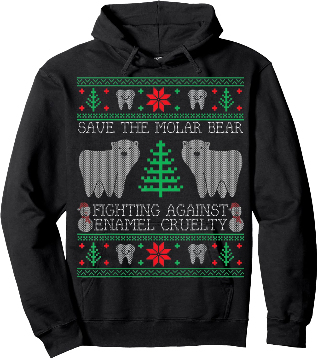 Save The Molar Bear Dental Dentist Ugly Christmas Sweaters Hoodie - Hoodie | Black