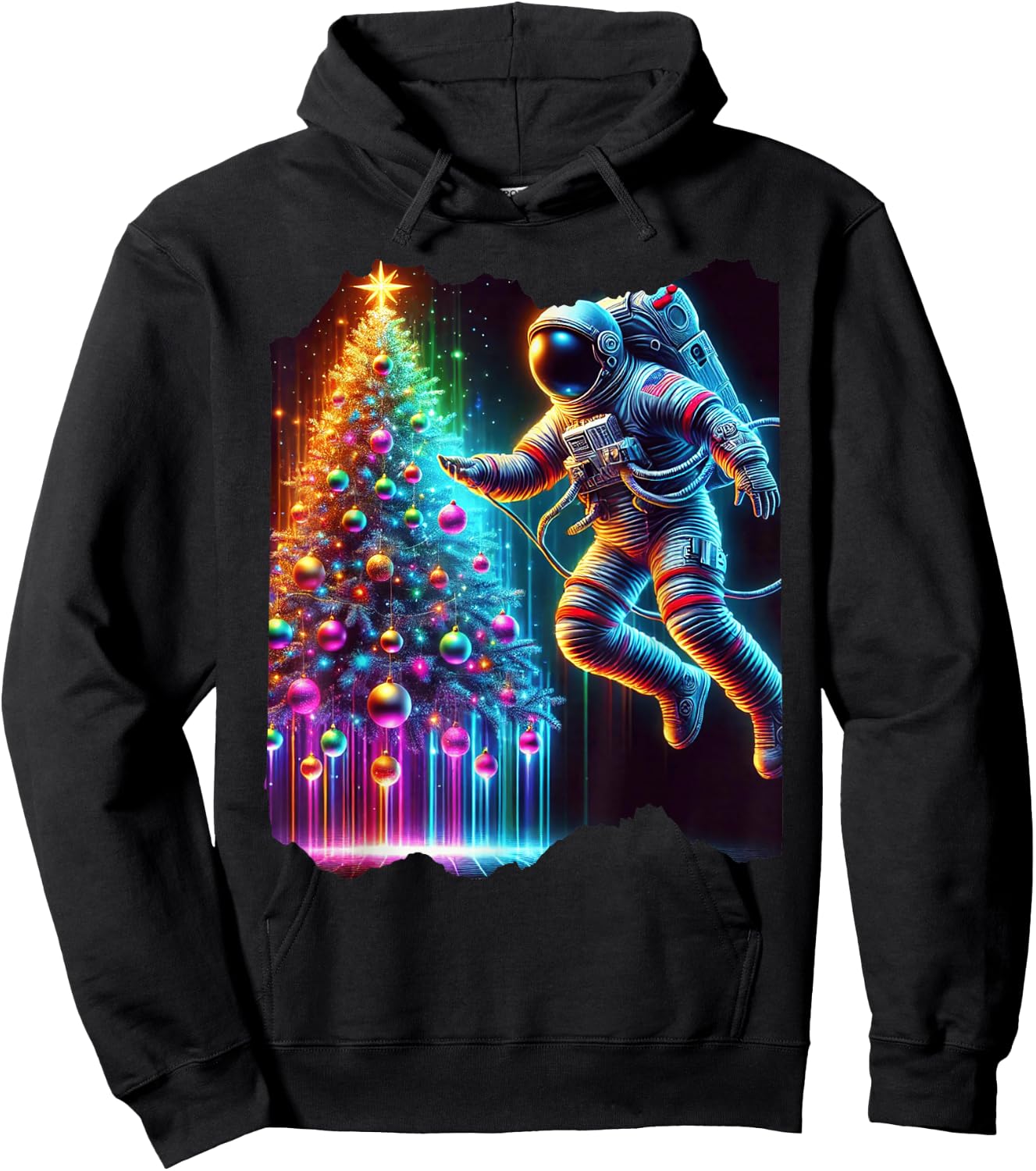 Astronaut Christmas Tree Xmas Space Christmas Astronaut Hoodie - Hoodie | Black