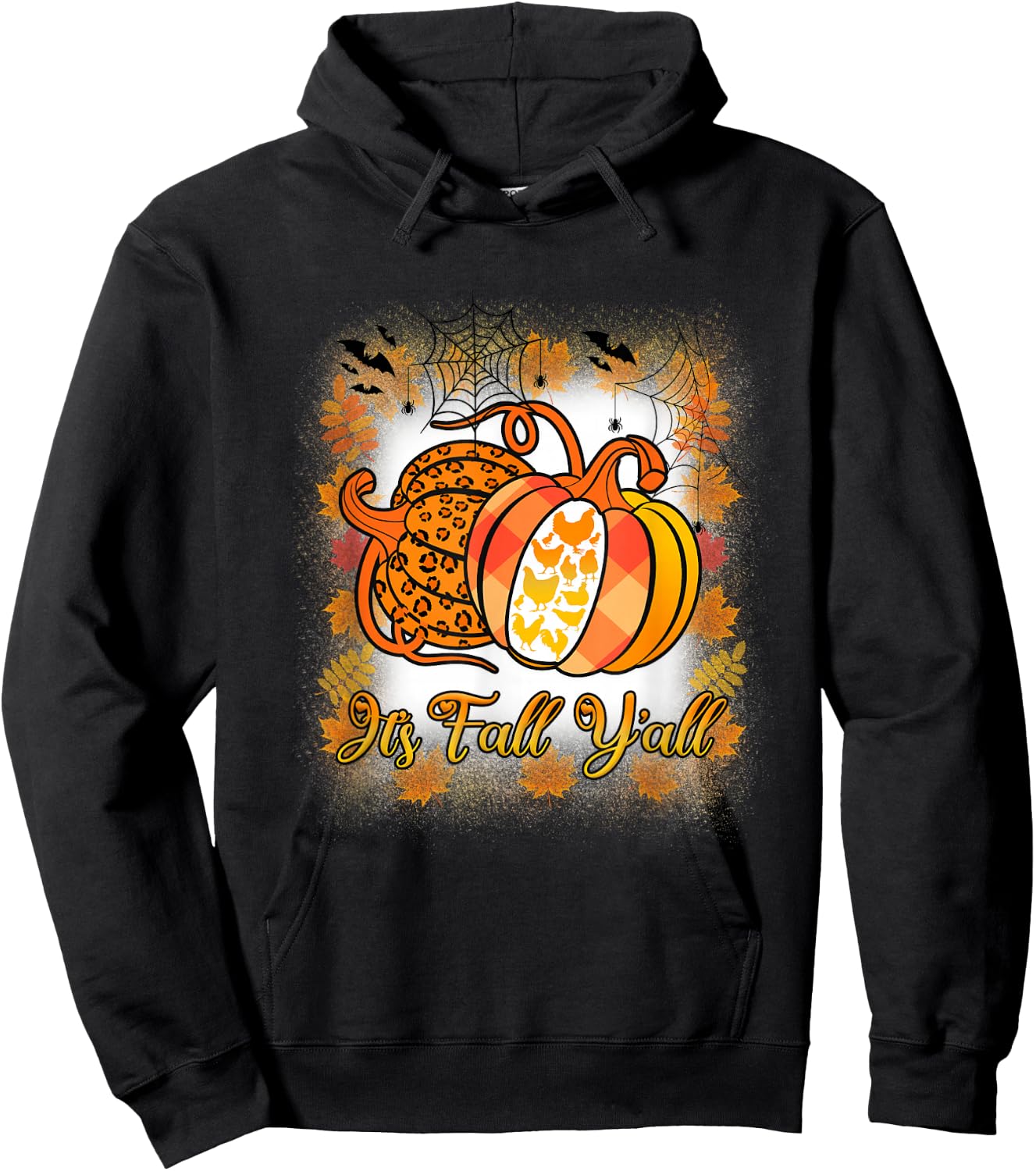 It’s Fall Y’all Pumpkin Leopard Print Chicken Halloween Hoodie - Hoodie | Black