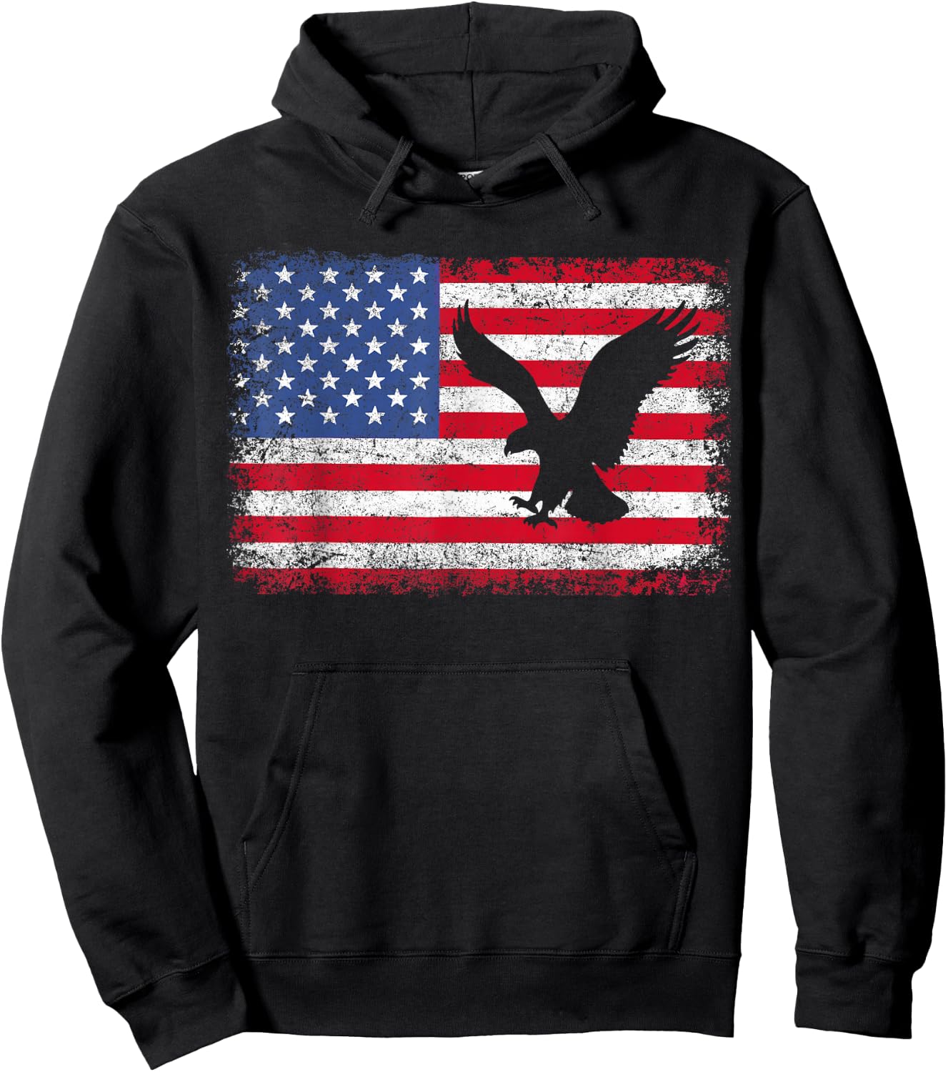 American Flag Eagle USA T Shirt Hoodie - Hoodie | Black