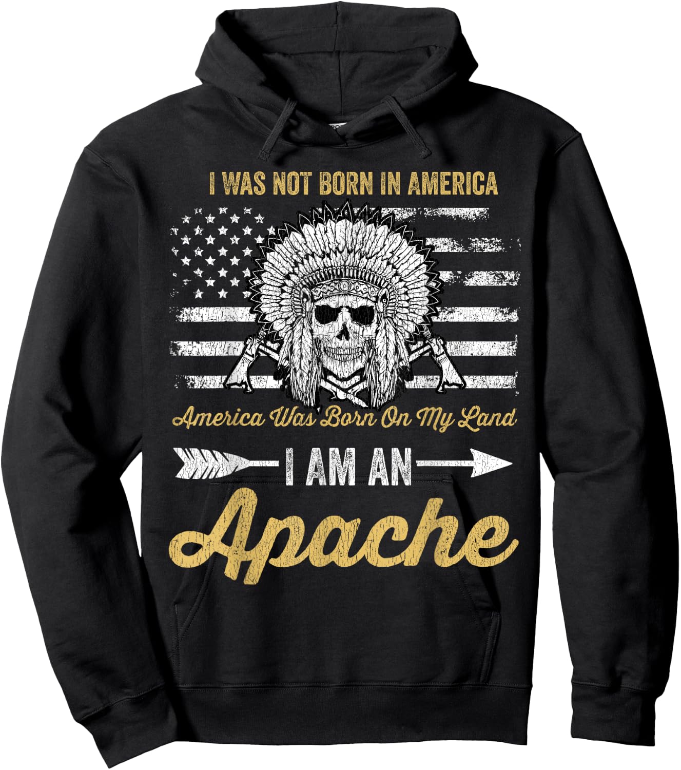 Apache Pride Native American I Was Not Born In America Hoodie - Hoodie | Black