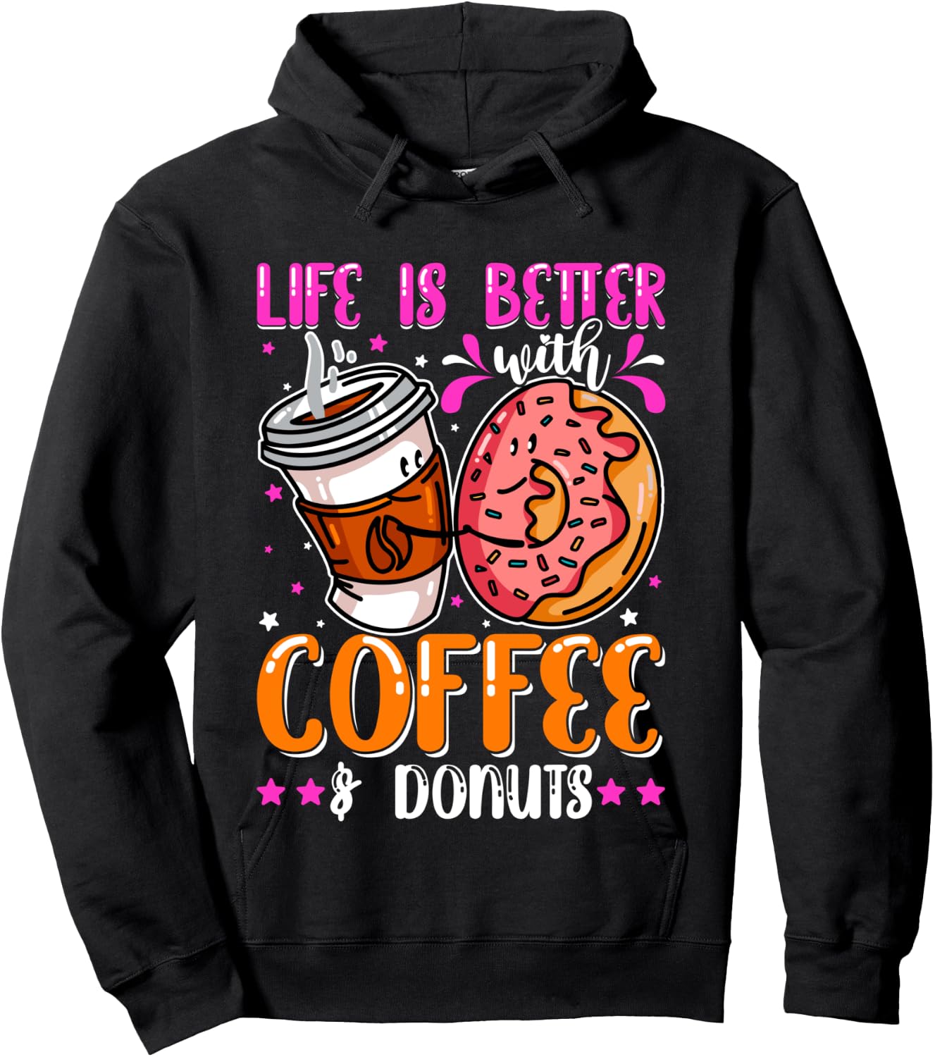 Funny Coffee And Donuts Lover Day Boys Girls Son Daughter Hoodie - Hoodie | Black