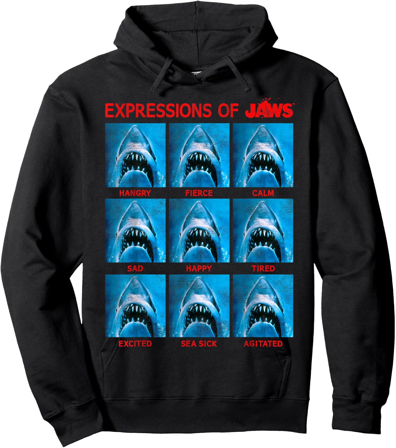 Jaws The Expressions of Jaws Photo Grid Panel Small Hoodie - Hoodie | Black