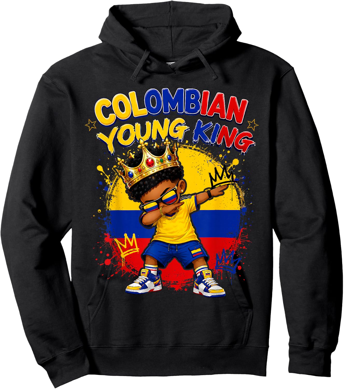 King Colombia Flag Melanin Pride Roots Black Boys Youth Kids Hoodie - Hoodie | Black