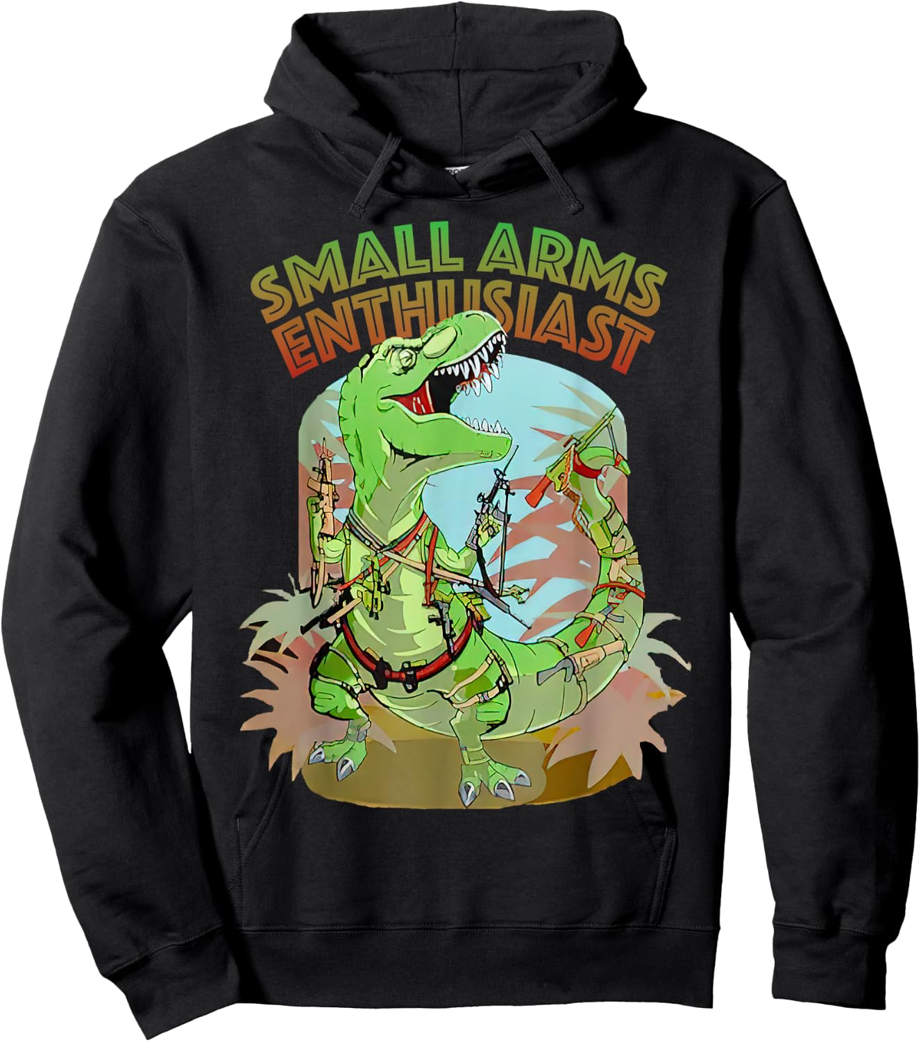 Small Arms Enthusiast Funny T-rex Dinosaur Gun Hoodie - Hoodie | Black