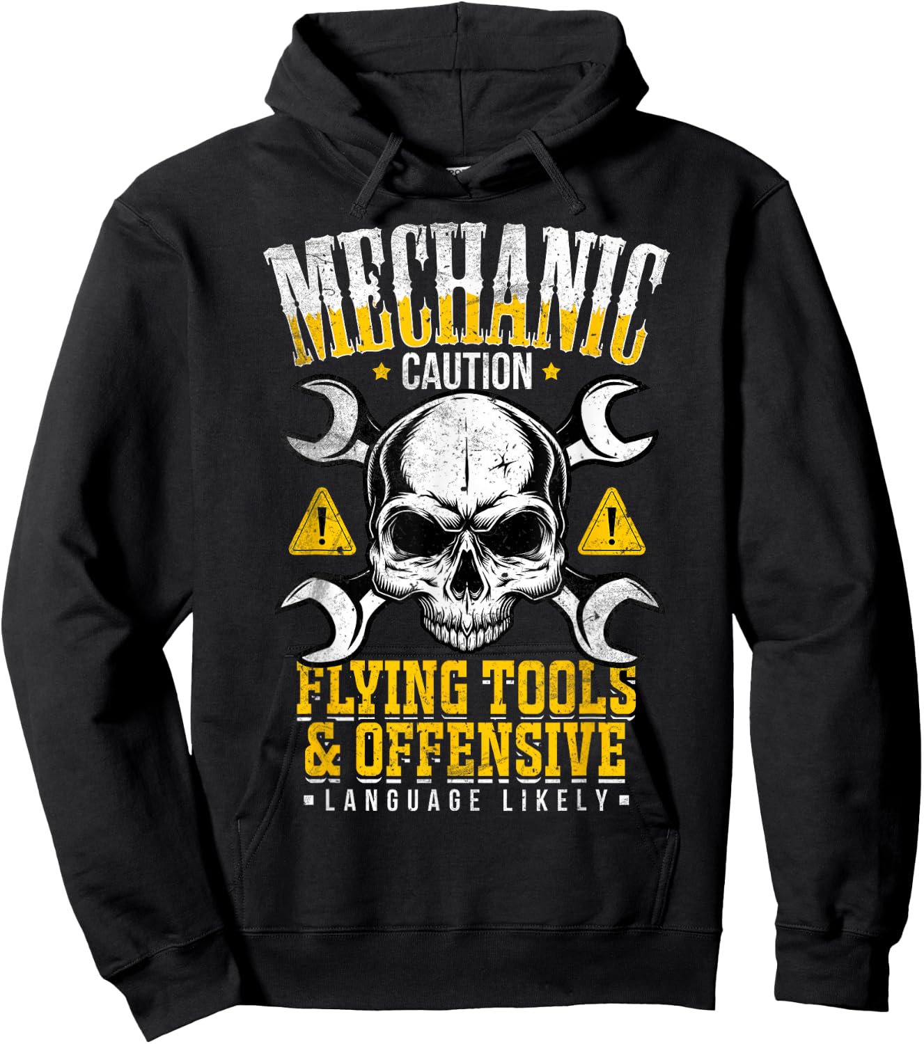 Mechanic Caution Flying Tools Car Mechanics Auto Mechanics Hoodie - Hoodie | Black