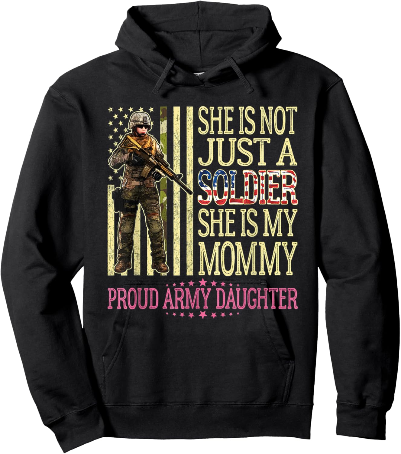 My Mommy Is My Soldier Hero - Proud Army Daughter Child Gift Hoodie - Hoodie | Black
