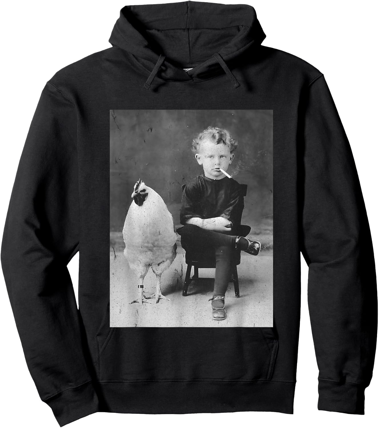 Smoking Boy With Chicken Vintage Bizarre Weird Hoodie - Hoodie | Black