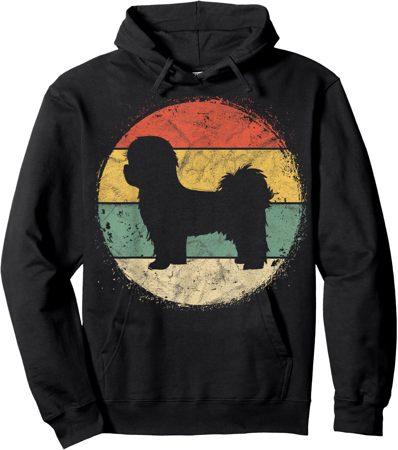 Circular Retro Shih Tzu Owner Gift Parents Apparel Dog Mom Men Women Girls Kids Hoodie - Hoodie | Black