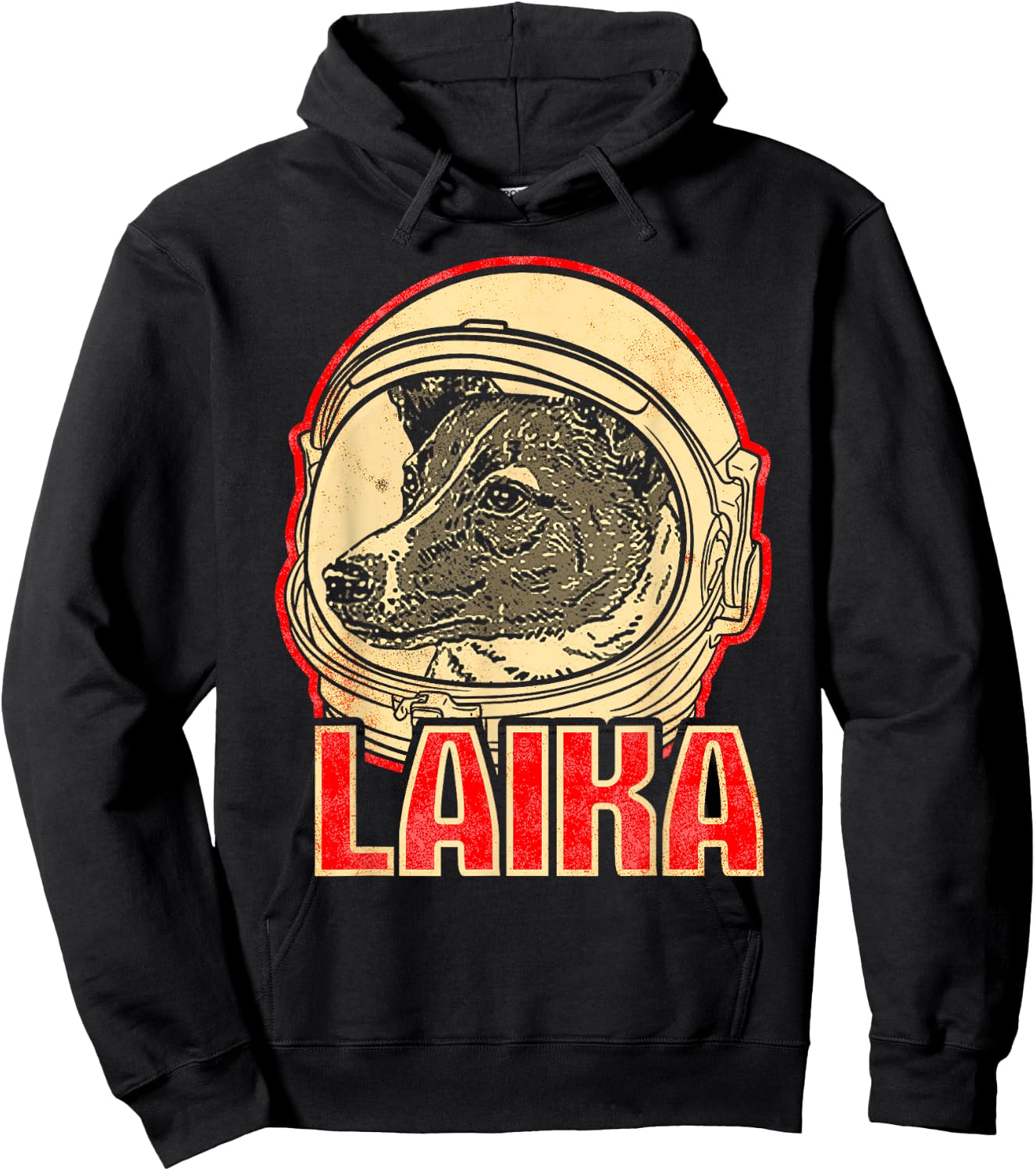 Laika Dog Animal Space Astronaut Soviet Union Cyrillic Hoodie - Hoodie | Black