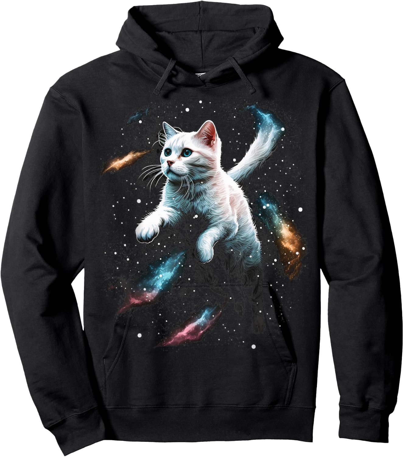 Astronaut Cat or Funny Space Cat on Galaxy Cat Lover Men Women Kids Hoodie - Hoodie | Black