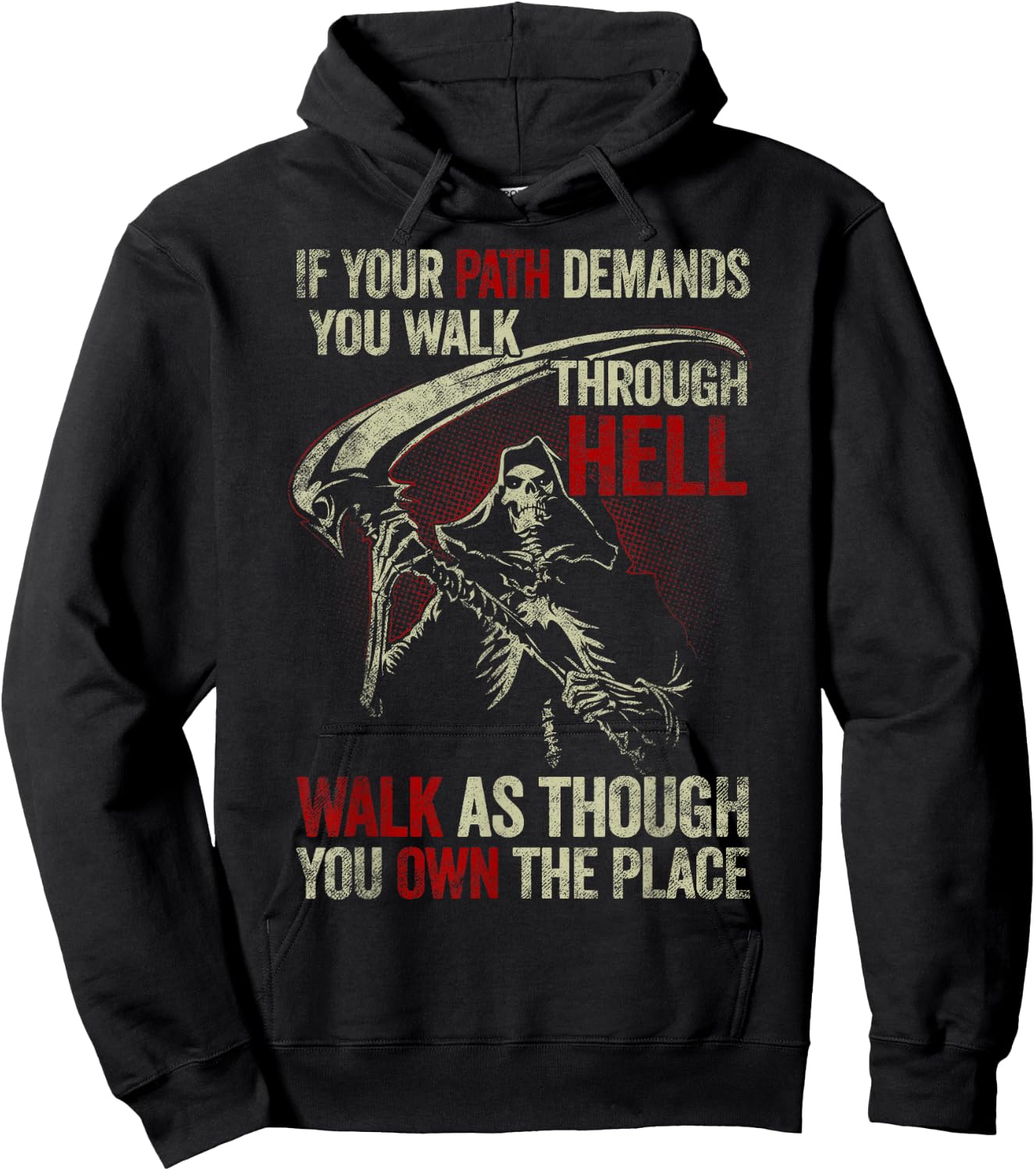 If Your Path Demands You Walk Through Hell Skeleton USA Flag Hoodie - Hoodie | Black