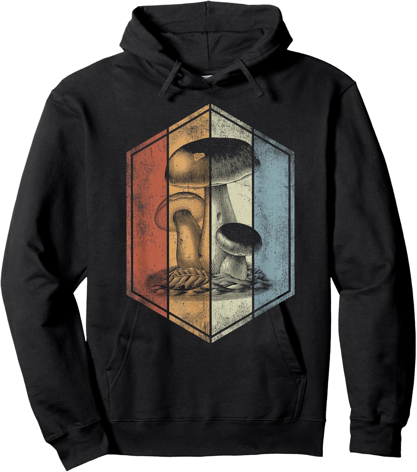 Mushroom Retro Style Mycology Fungi Foraging Mushroom Lover Hoodie - Hoodie | Black
