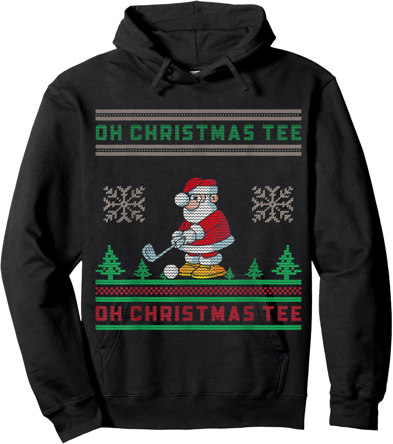 Oh Christmas Funny Santa Claus Playing Golf Hoodie - Hoodie | Black