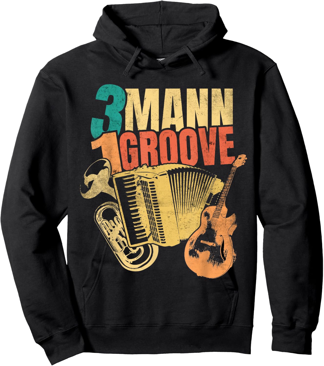 Oberkrainer Bellfront Baritone Accordion Guitar Retro Hoodie - Hoodie | Black