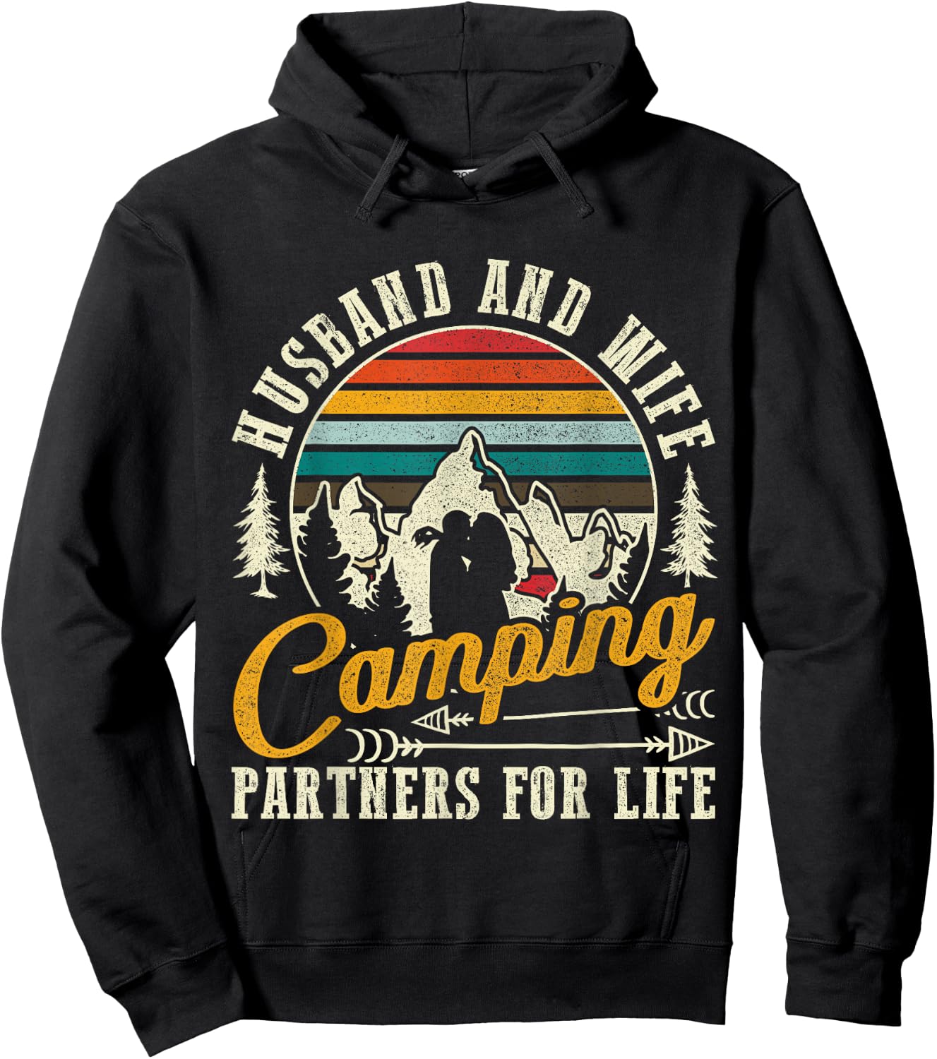 Husband And Wife Camping Partners For Life Sweet Hoodie - Hoodie | Black