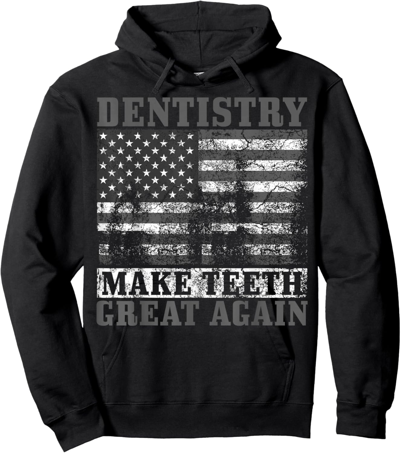Funny Dentist Gift Women Dentistry American Flag Hoodie - Hoodie | Black