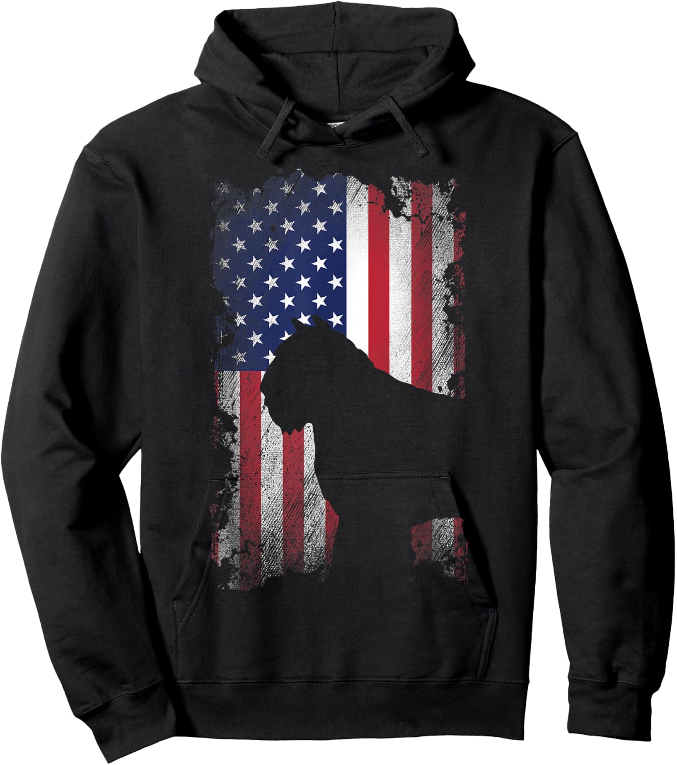 Patriotic Bouvier Des Flandres American Flag Cool Dog Lover Kids Men Hoodie - Hoodie | Black