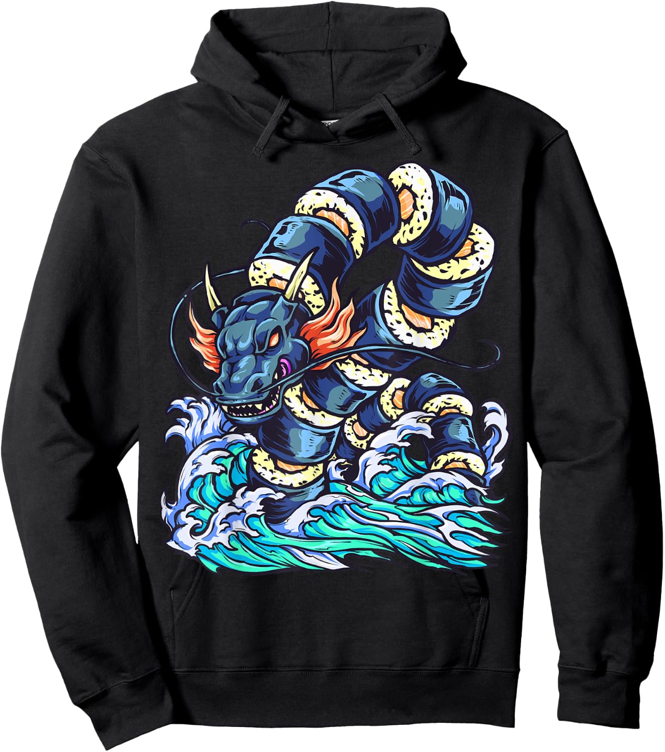 Sushi Dragon Sushi Lover Sushi Restaurant Japanese Art Hoodie - Hoodie | Black