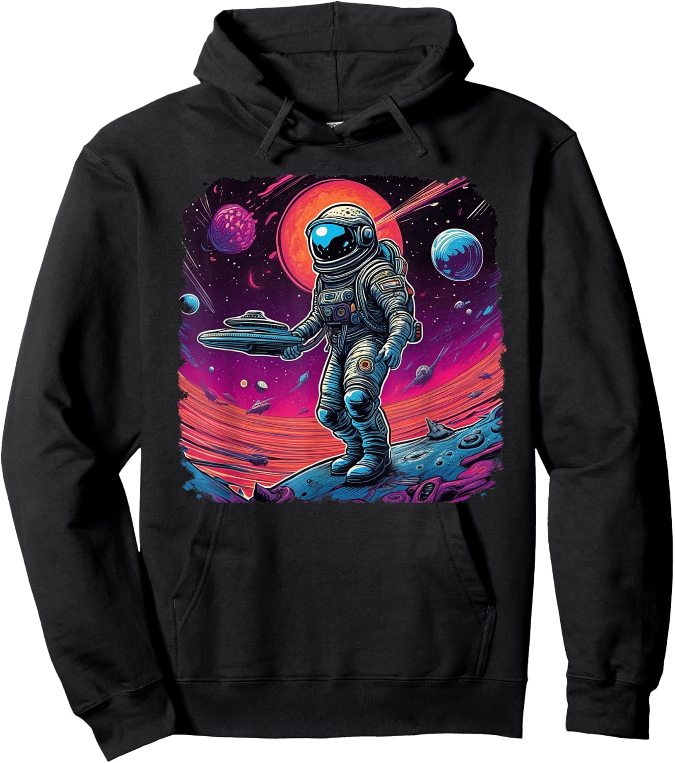 Psychedelic, Trippy, Black Light Astronaut Space Art Hoodie - Hoodie | Black