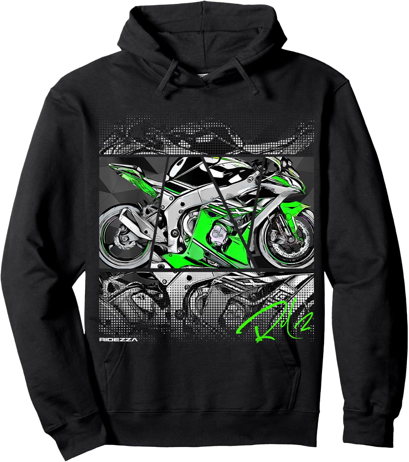 Ridezza Motorcycle ZX10R Designed by a Motorcyclist Hoodie - Hoodie | Black