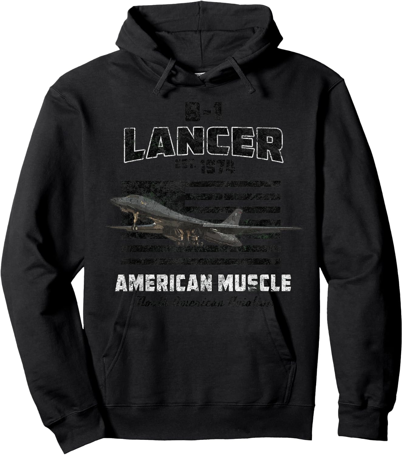 B-1 Lancer Bomber Airplane American Muscle Hoodie - Hoodie | Black