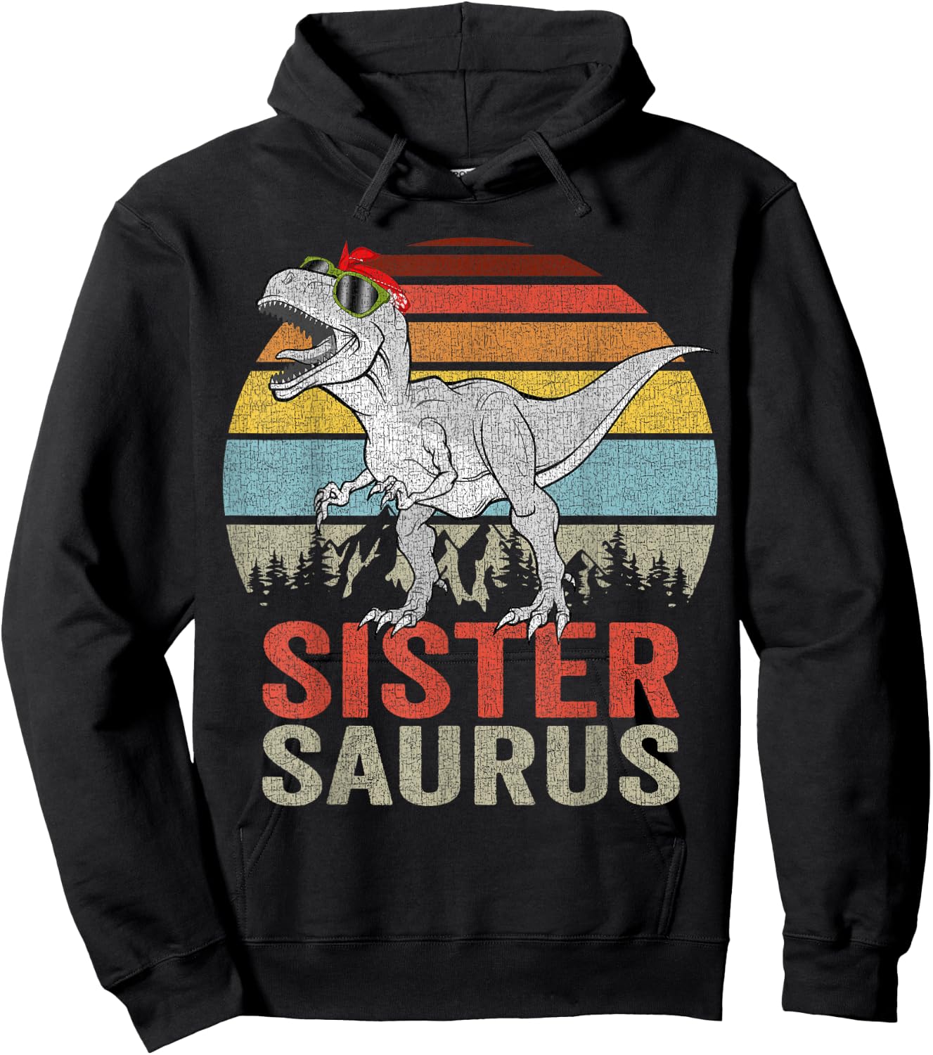 Sistersaurus T Rex Sister Saurus Family Matching Dinosaur Hoodie - Hoodie | Black