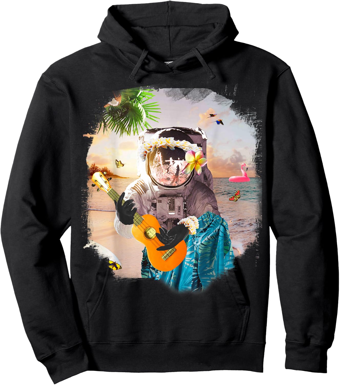 Aloha Hawaiian Astronaut At Beach Funny Hoodie - Hoodie | Black