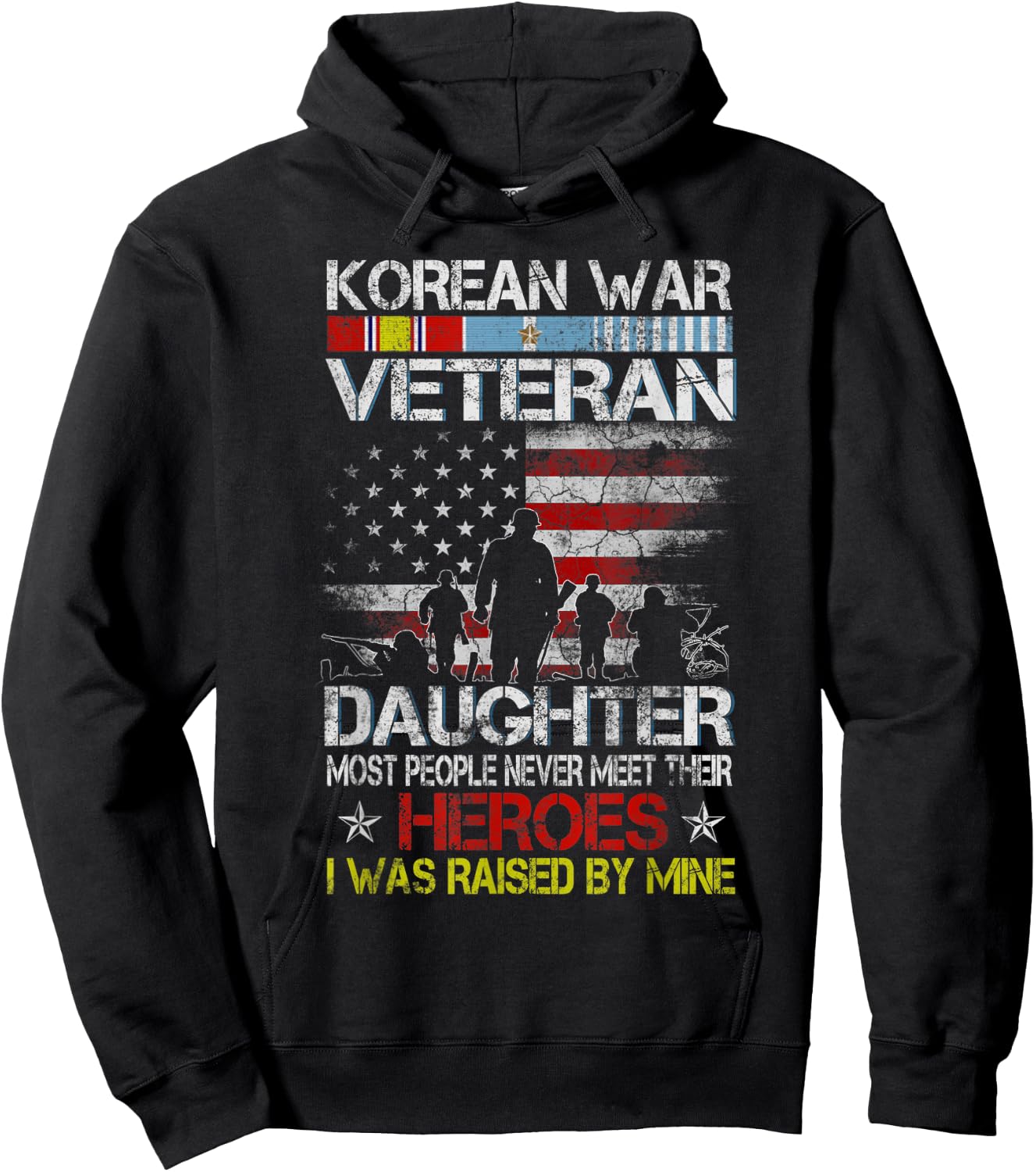 Korean War Veteran Daughter Flag Gift Daughter Hoodie - Hoodie | Black