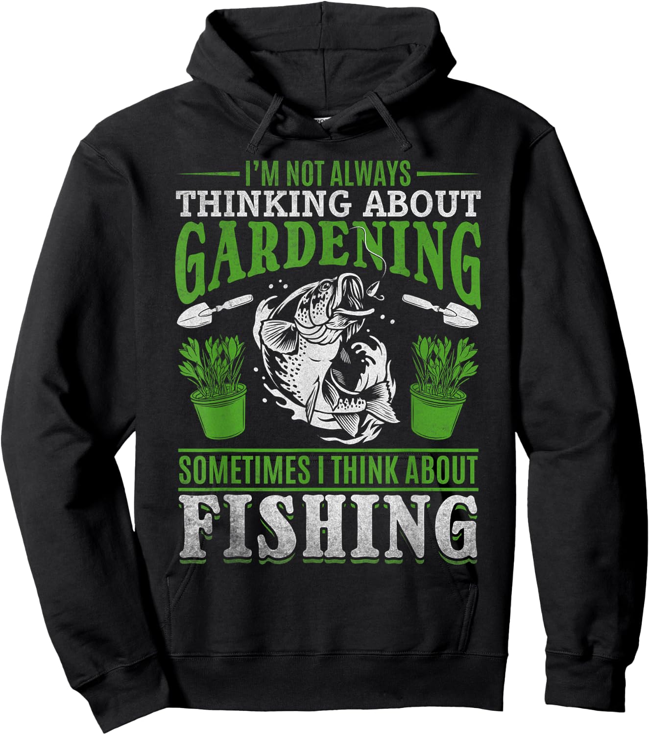 Plant Garden Gardening Trout Fishing Plant Lover Gardener Hoodie - Hoodie | Black